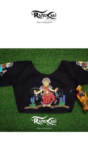 PADMA LAKSHMI Hand Painted Ghicha Raw Silk Blouse