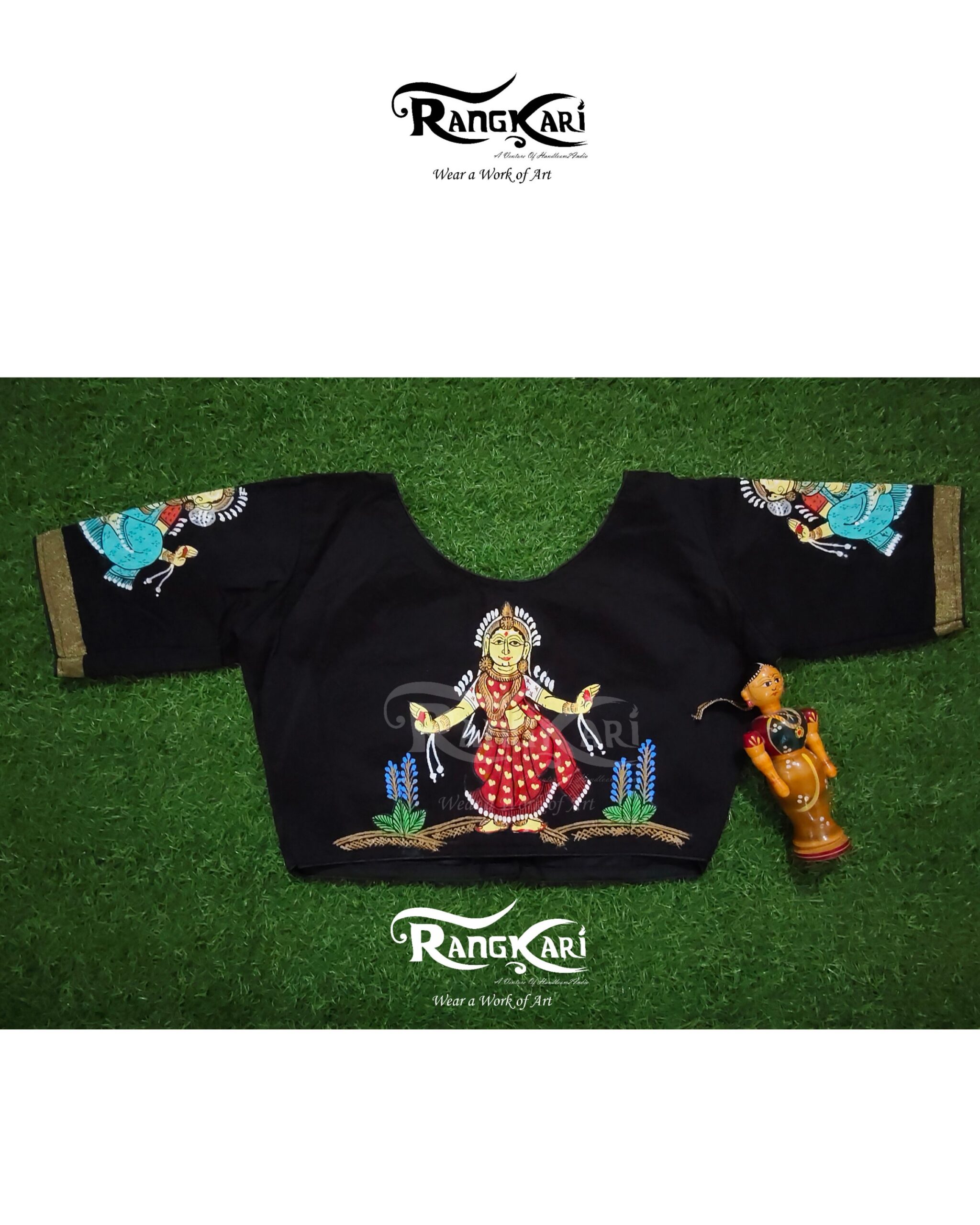 PADMA LAKSHMI Hand Painted Ghicha Raw Silk Blouse