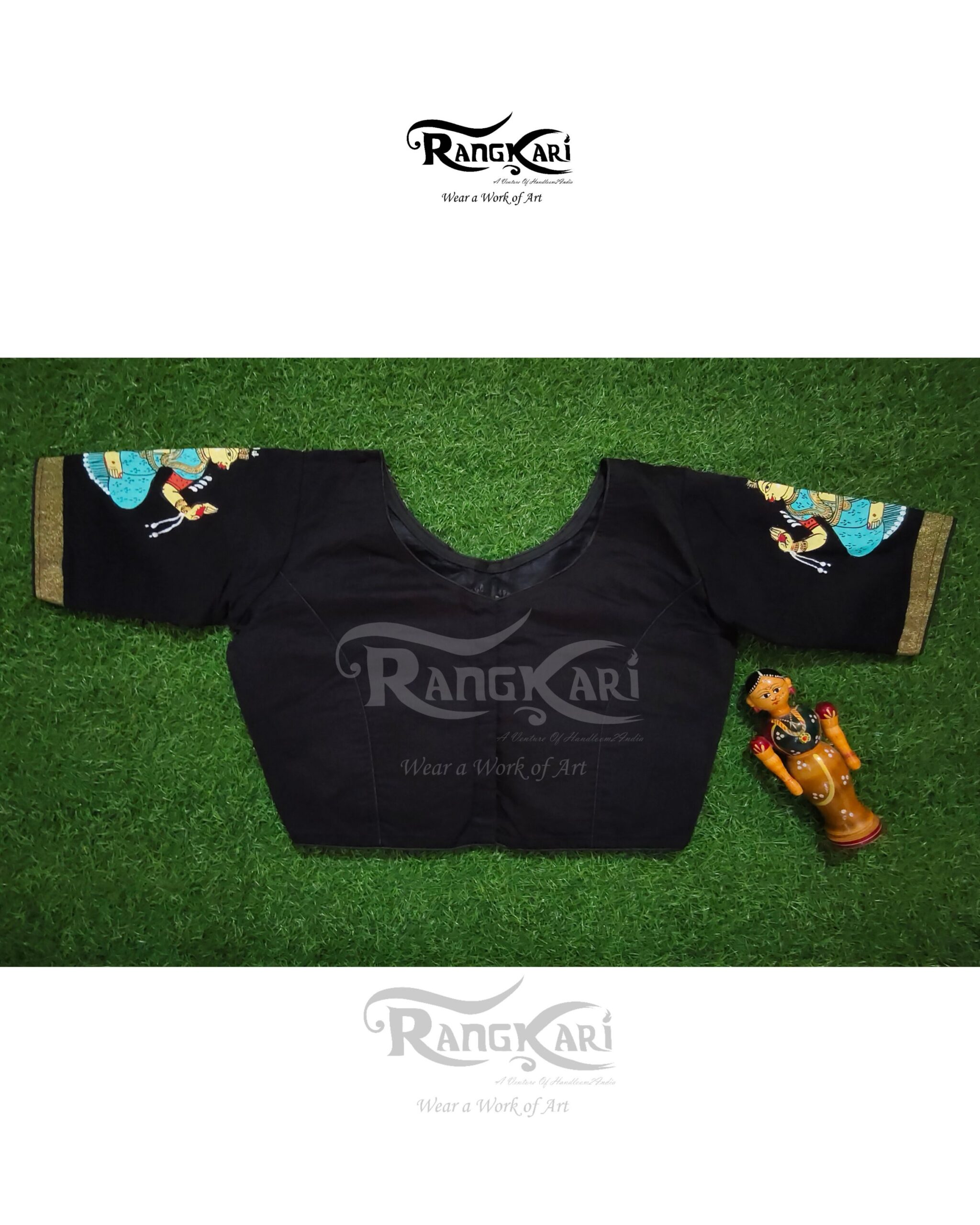 PADMA LAKSHMI Hand Painted Ghicha Raw Silk Blouse - Image 2