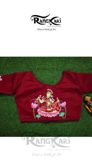 PADMA LAKSHMI Hand Painted Ghicha Raw Silk Patachitra Blouse