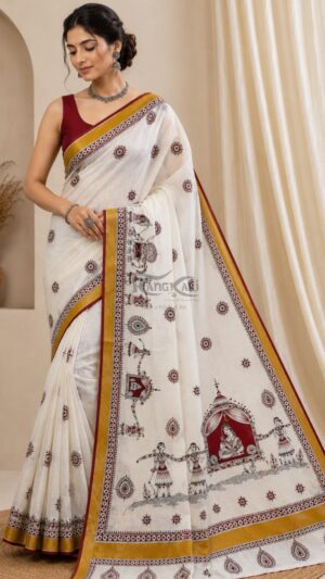 aangan se doli kerala kasavu cotton saree vidai design