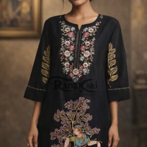 NRITYA VEENA Hand Painted Patachitra Silk Kurti