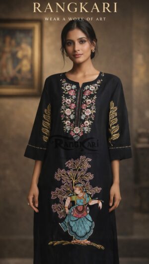 NRITYA VEENA Hand Painted Patachitra Silk Kurti