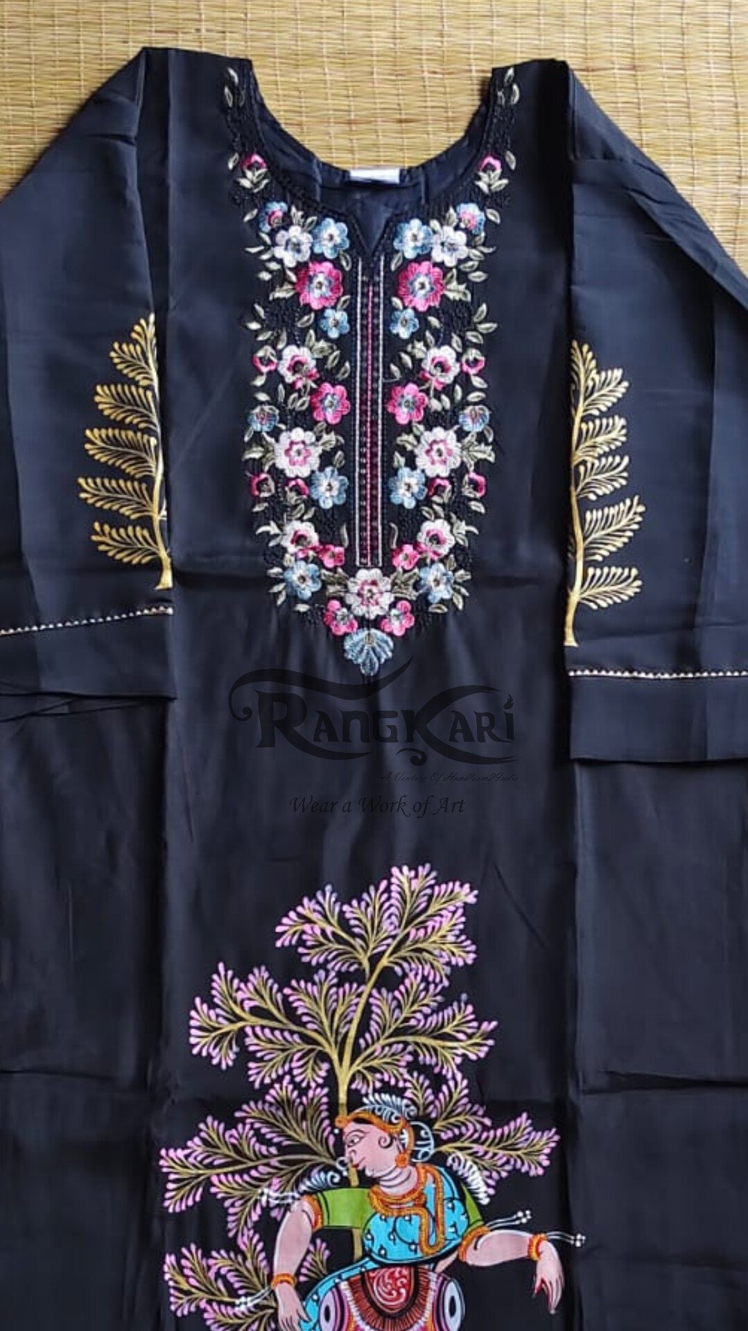 NRITYA VEENA Hand Painted Patachitra Silk Kurti - Image 4