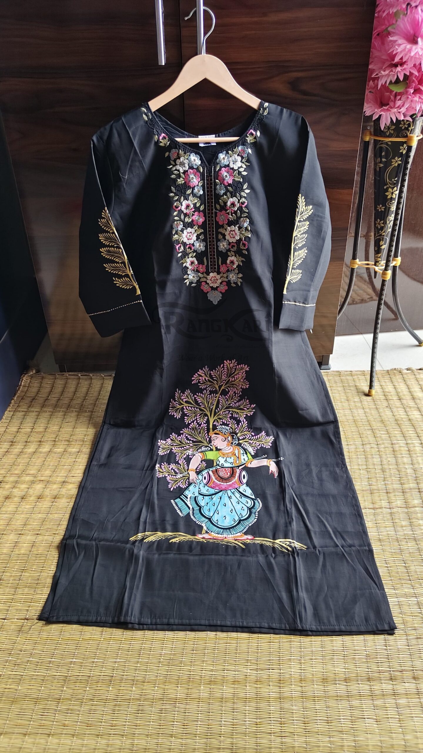 NRITYA VEENA Hand Painted Patachitra Silk Kurti - Image 2