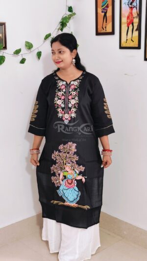 nritya veena hand painted patachitra silk kurti