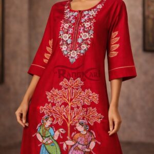 NRITYANGI Hand Painted Patachitra Silk Kurti