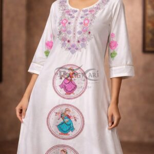 MRUDULIKA Hand Painted Patachitra Silk Kurti - Nartaki Design