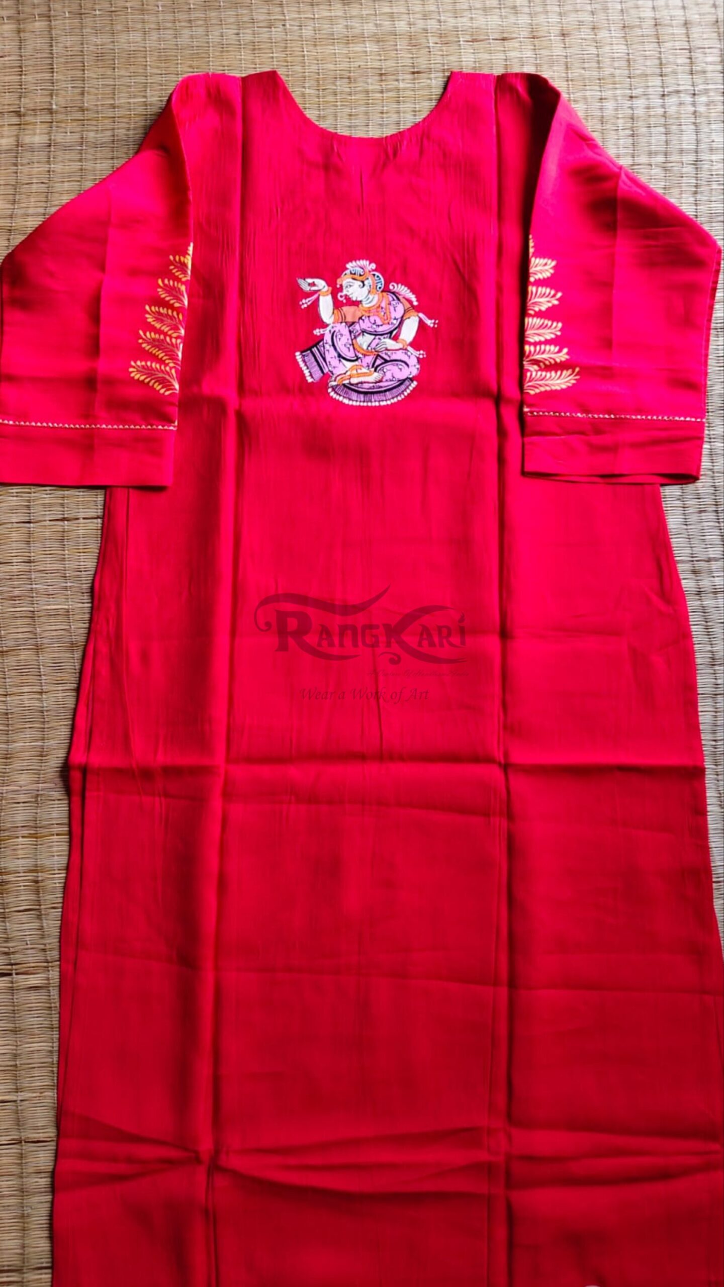 ABHINAYA Hand Painted Patachitra Silk Kurti - Nartaki Dancing - Image 3