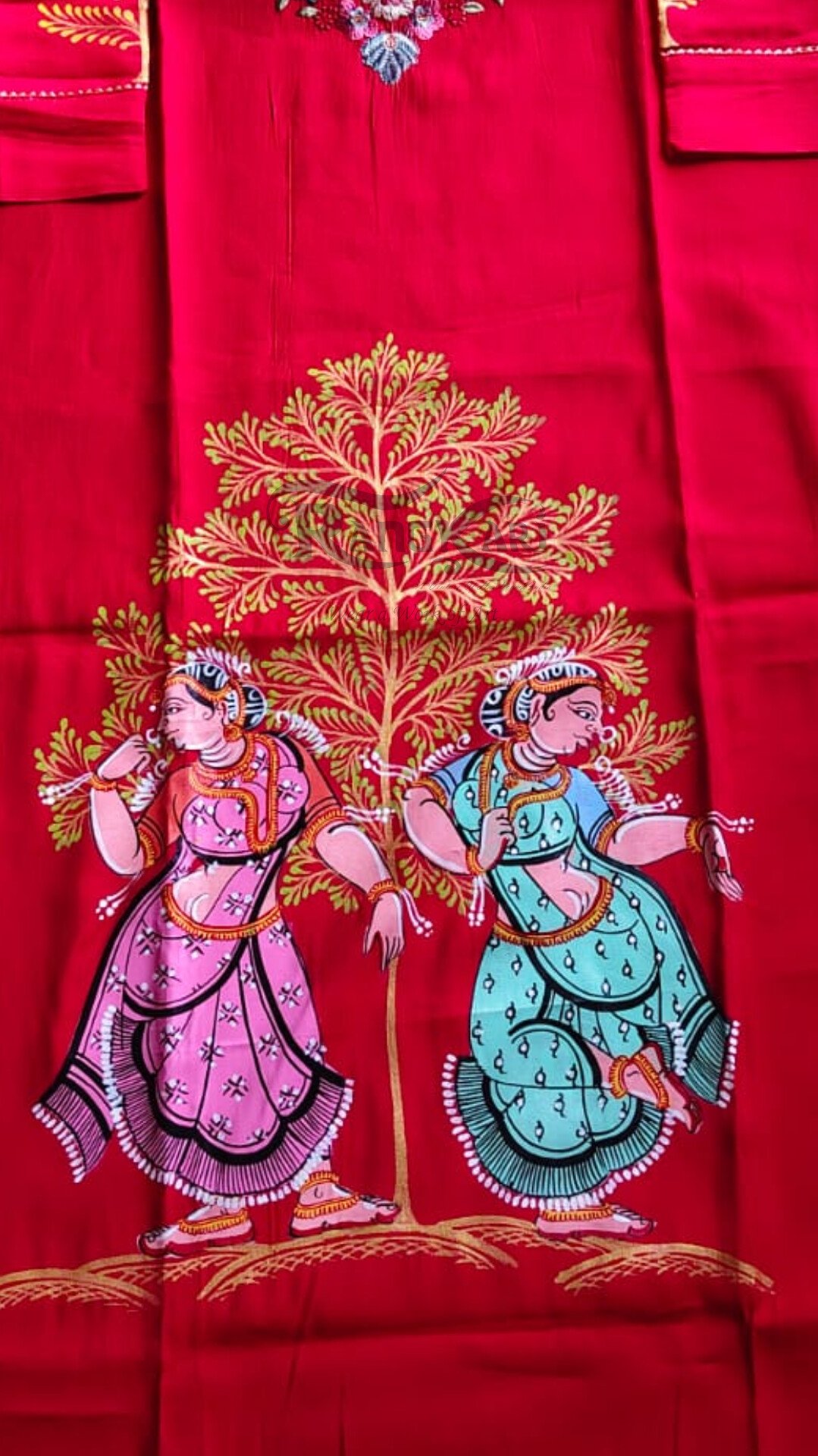 ABHINAYA Hand Painted Patachitra Silk Kurti - Nartaki Dancing - Image 4