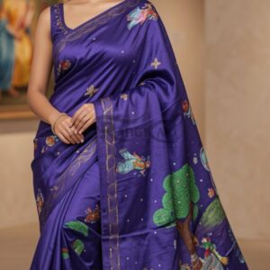 VATASHRI: The Sacred Banyan Handpainted Pattachitra Silk Saree - Savitri Design
