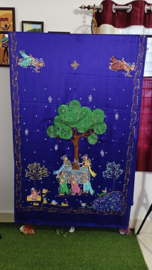 VATASHRI: The Sacred Banyan Handpainted Pattachitra Silk Saree - Savitri Design