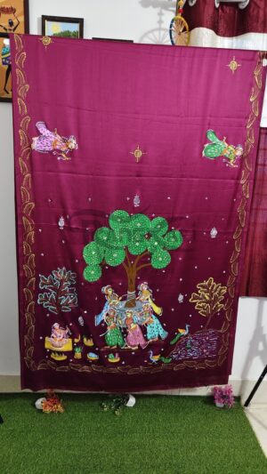 VATASHRI: The Sacred Banyan Handpainted Pattachitra Silk Saree - Savitri Design