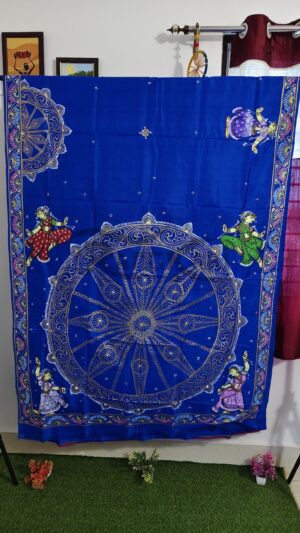 CHAKRINI: The Konark Wheel Handpainted Pure Silk Saree