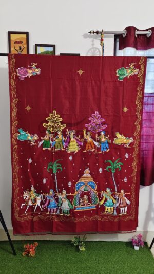 VIDAI: The Sacred Farewell Handpainted Pure Silk Saree