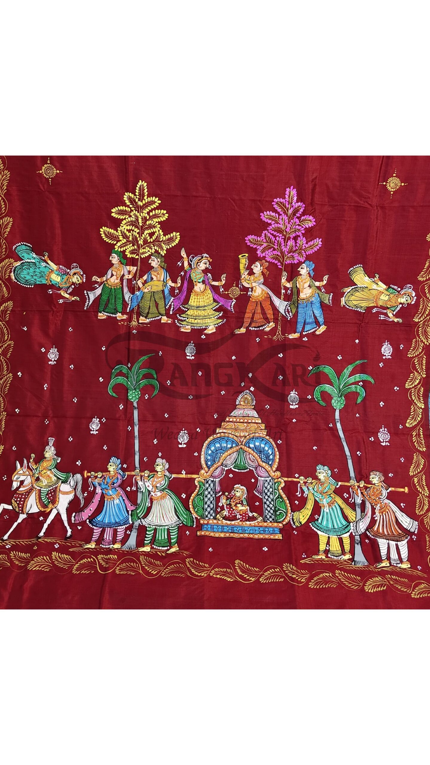 VIDAI: The Sacred Farewell Handpainted Pure Silk Saree - Image 5