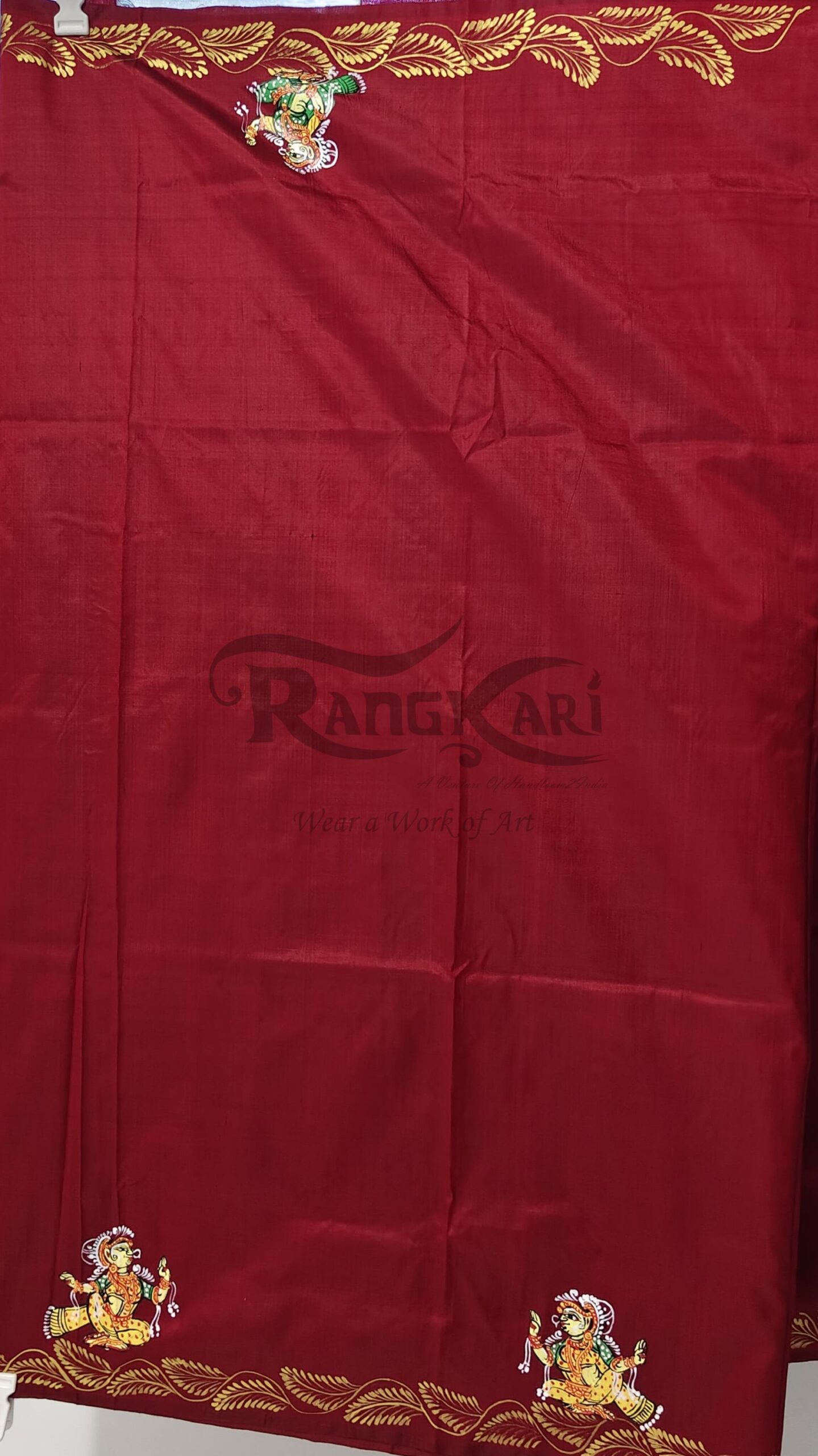 VIDAI: The Sacred Farewell Handpainted Pure Silk Saree - Image 6