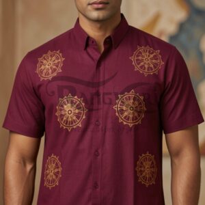 ARKACHAKRA Hand Painted Khadi Half Shirt - Konark chakra Design