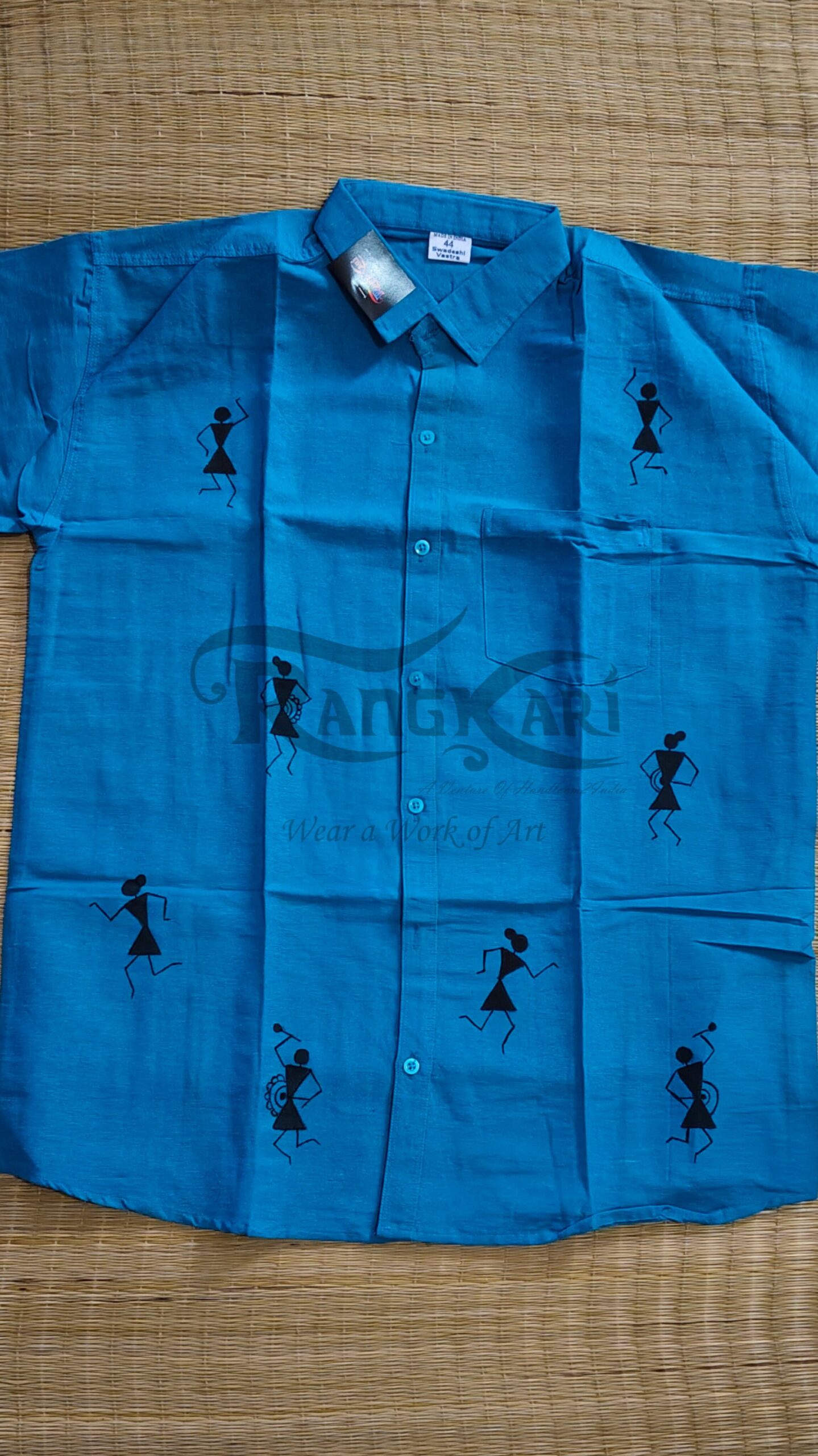 NEELKAAR Hand Painted Tribal Art Khadi Half Shirt - Image 2