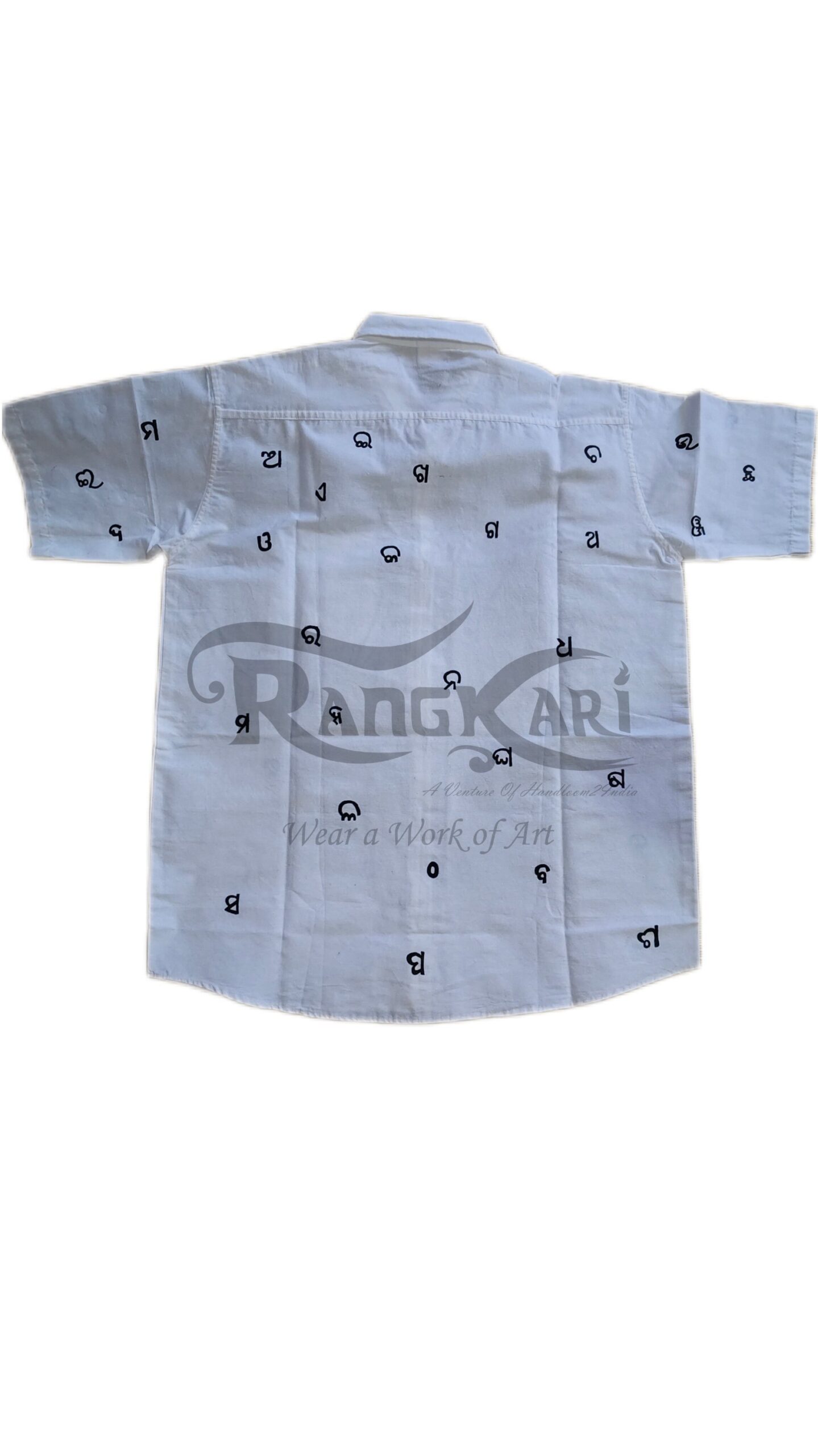AKSHARKAAR Hand Painted Odia Alphabet Khadi Half Shirt - Image 4