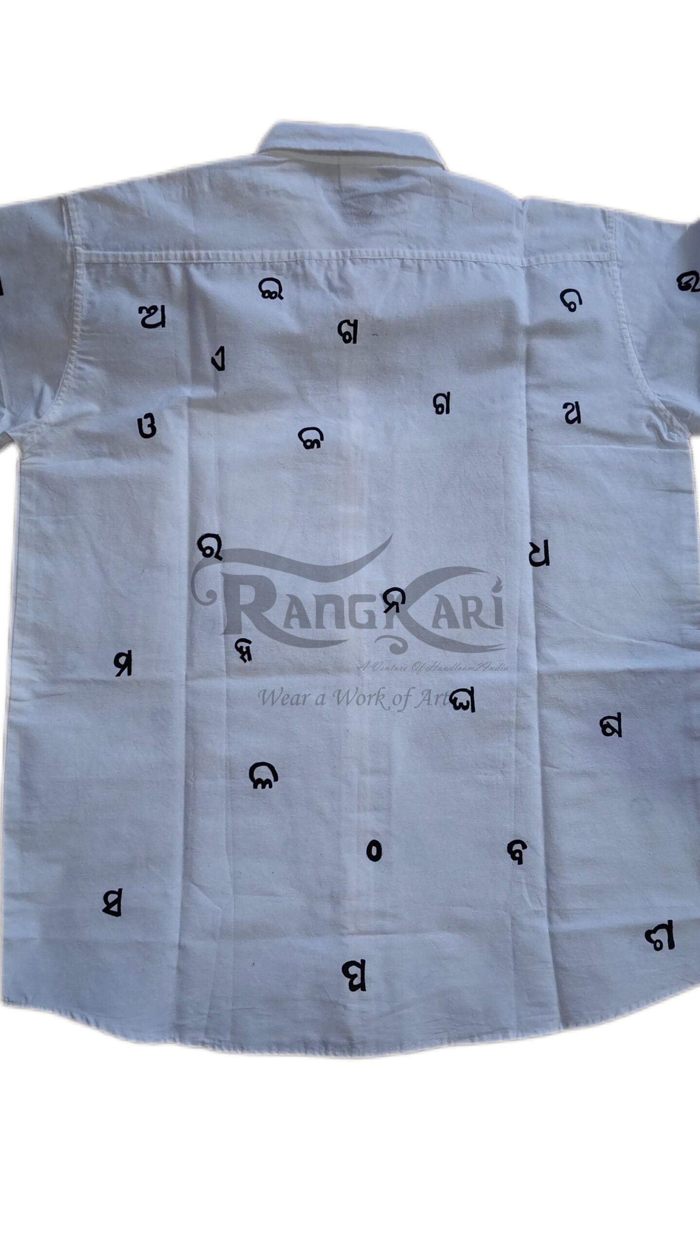 AKSHARKAAR Hand Painted Odia Alphabet Khadi Half Shirt - Image 5