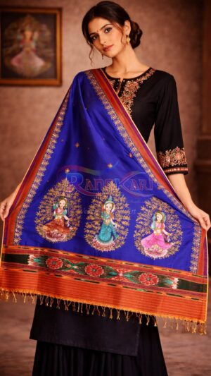 NEELVASTRA Hand Painted Bandha Dupatta - Nartaki Design