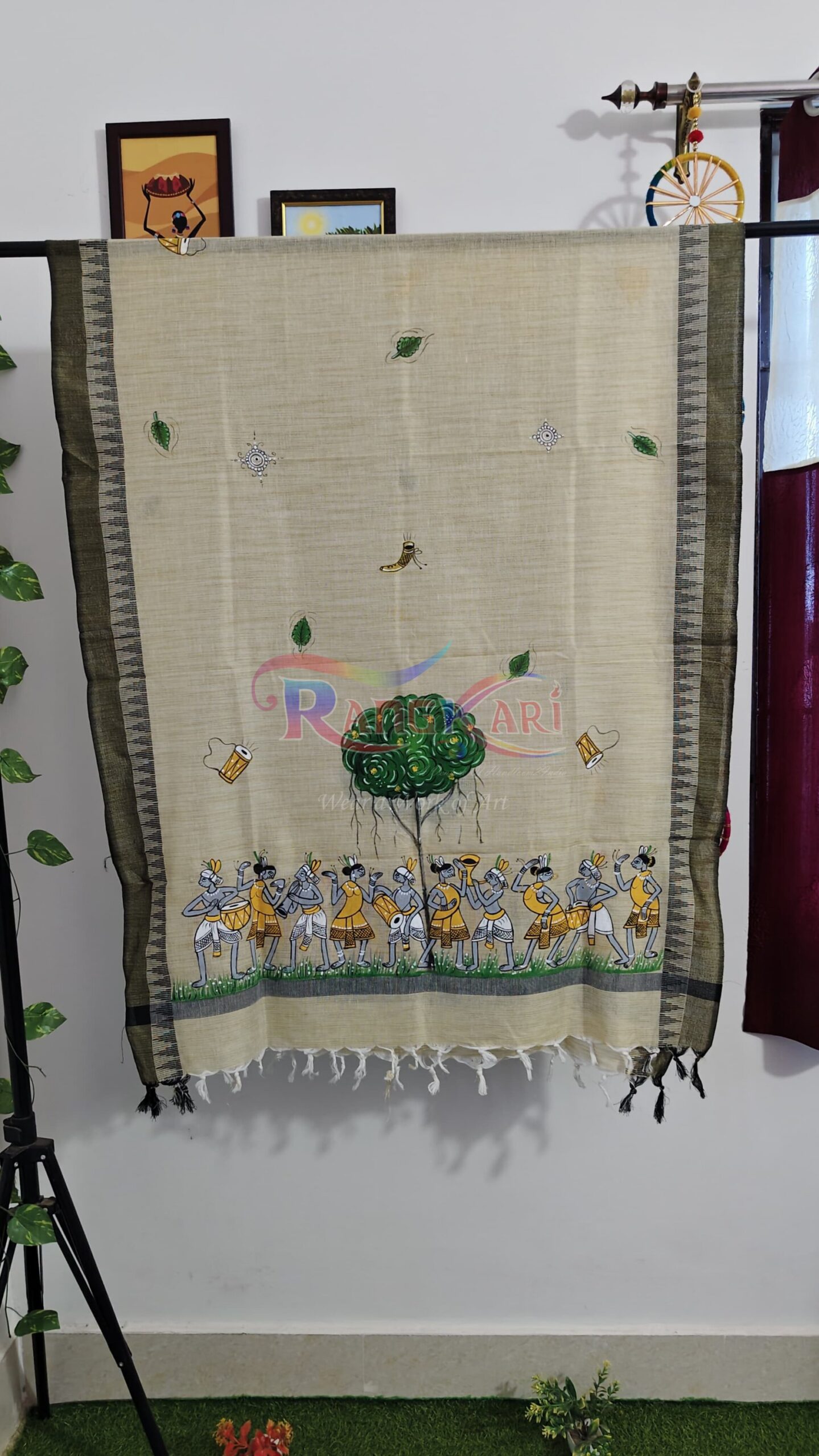 PINGALIKA Hand Painted Khadi Cotton Dupatta - Pingala Design - Image 2