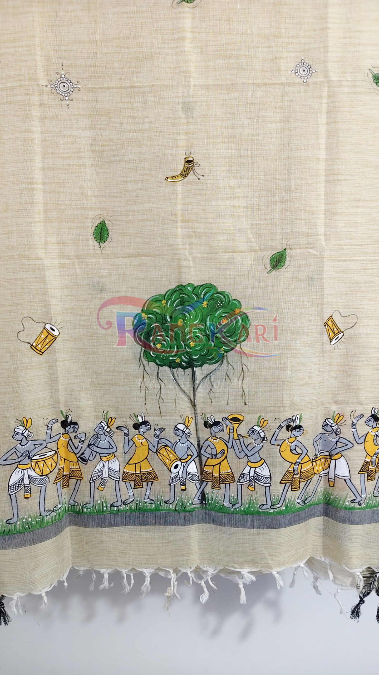 PINGALIKA Hand Painted Khadi Cotton Dupatta - Pingala Design - Image 3