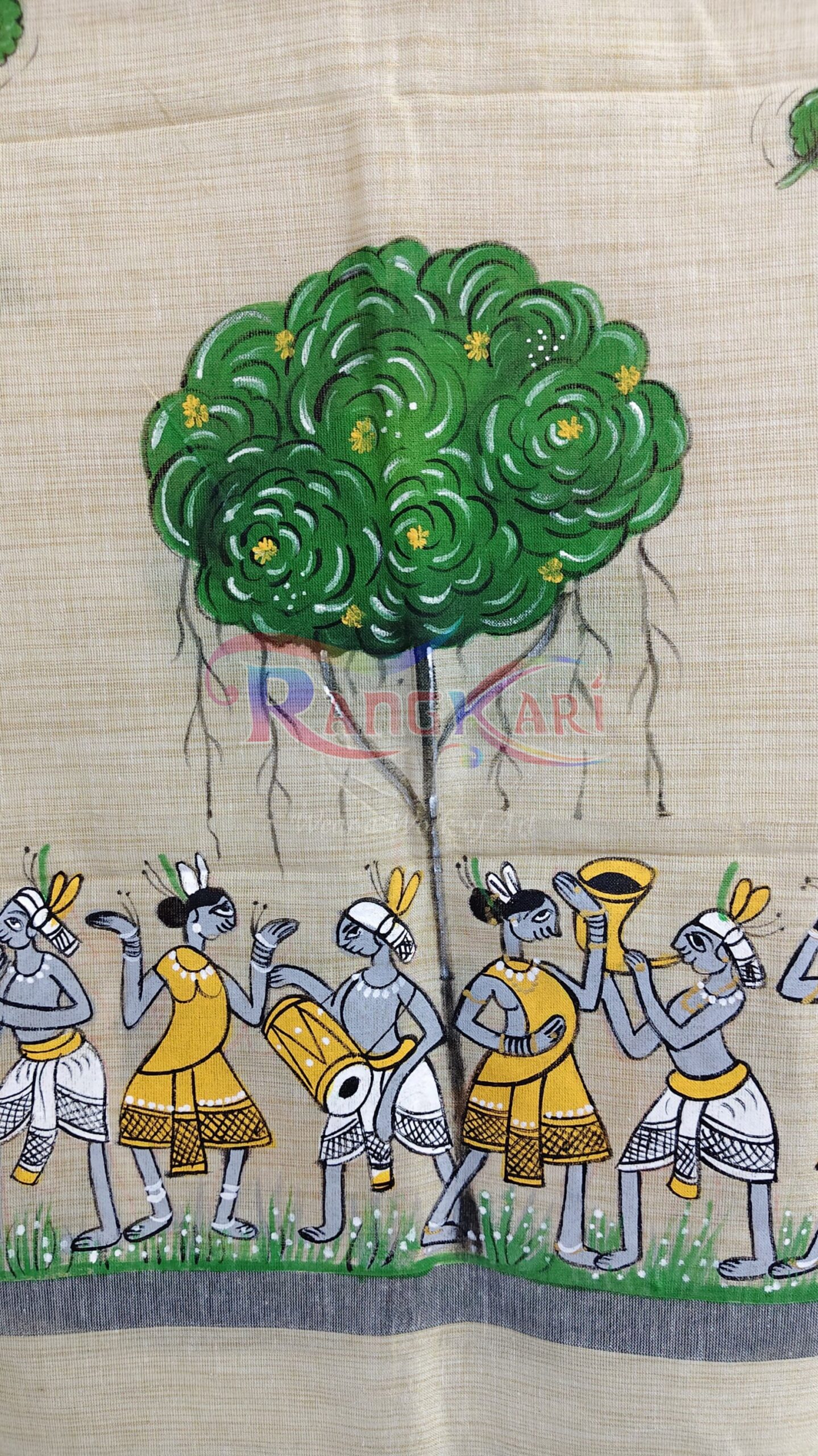 PINGALIKA Hand Painted Khadi Cotton Dupatta - Pingala Design - Image 4