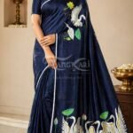hamsaleela hand painted silk saree crane design