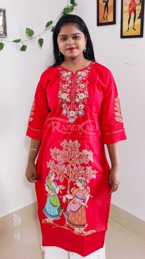 nrityangi hand painted patachitra silk kurti