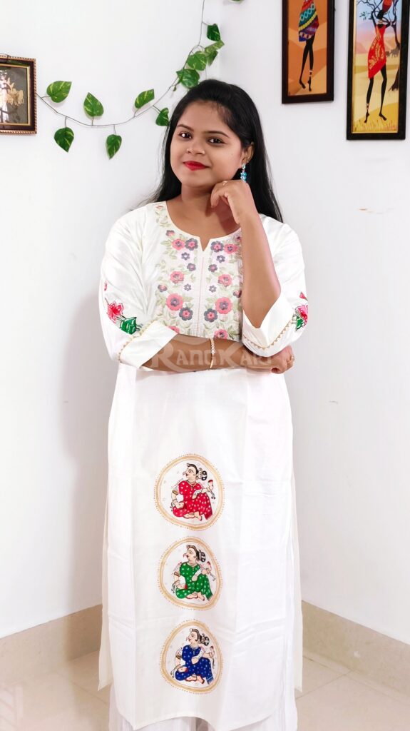 mrudulika hand painted patachitra silk kurti nartaki design