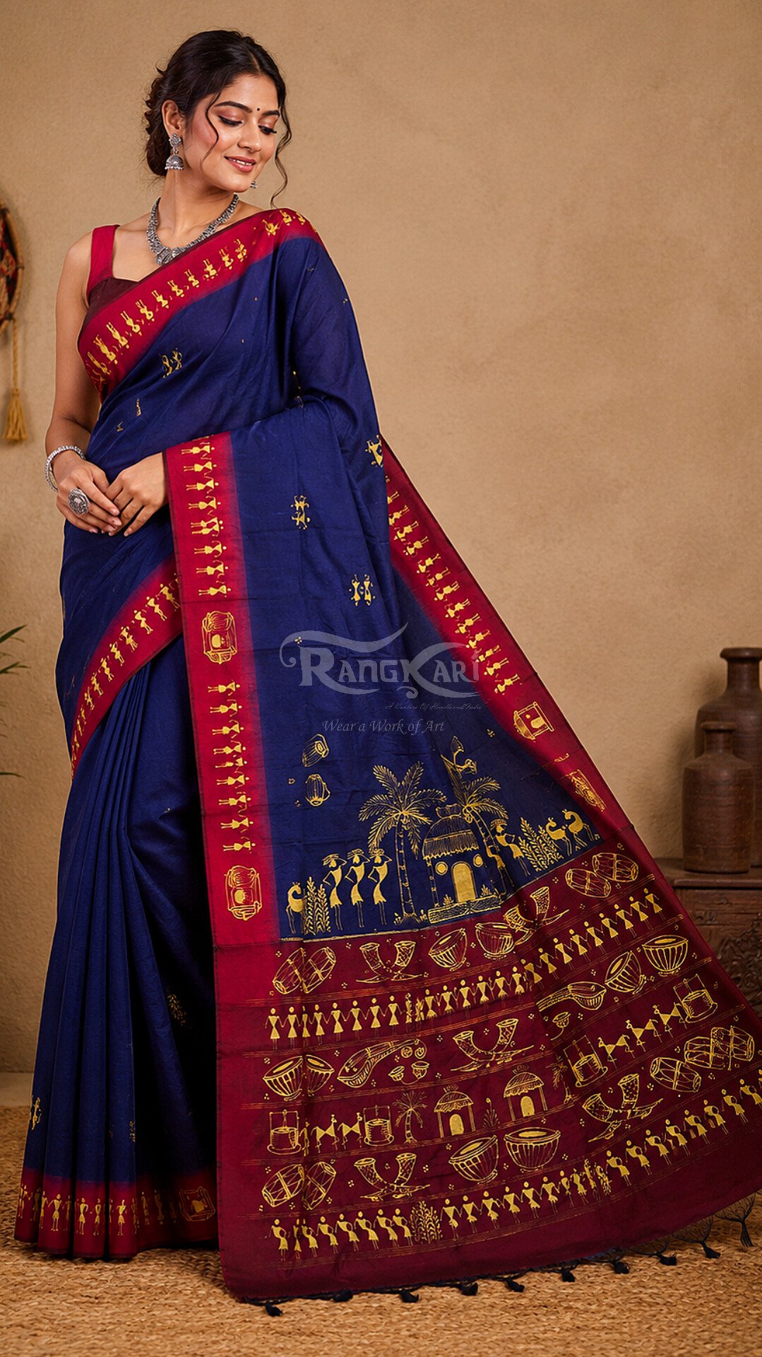 2026/05/1000631724.jpg matsya katha hand painted pattachitra lenin cotton saree mermaid design copy