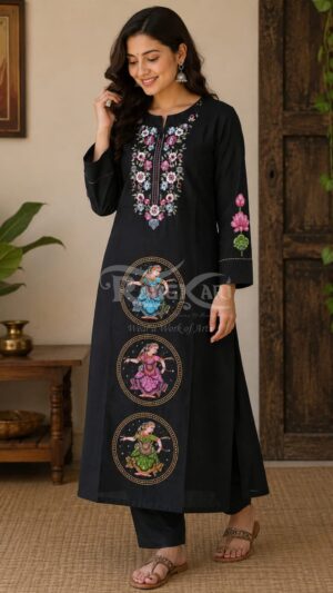varnika hand painted pattachitra silk kurti dancer design copy
