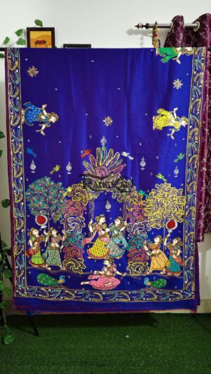 raja utsav hand painted mango silk saree
