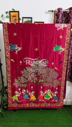 raja mauja hand painted pattachitra saree
