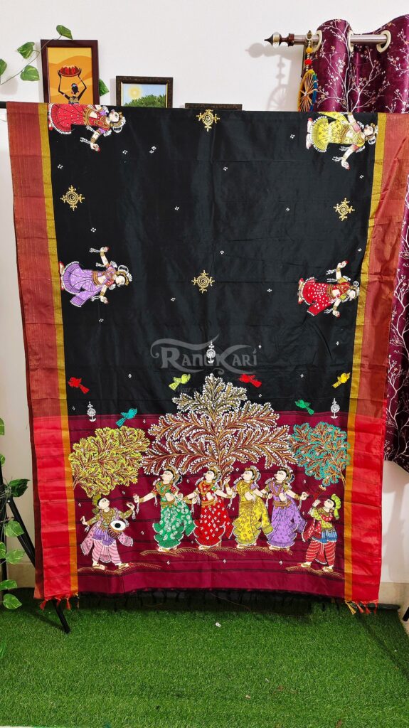 leelabati handpainted pattachitra saree