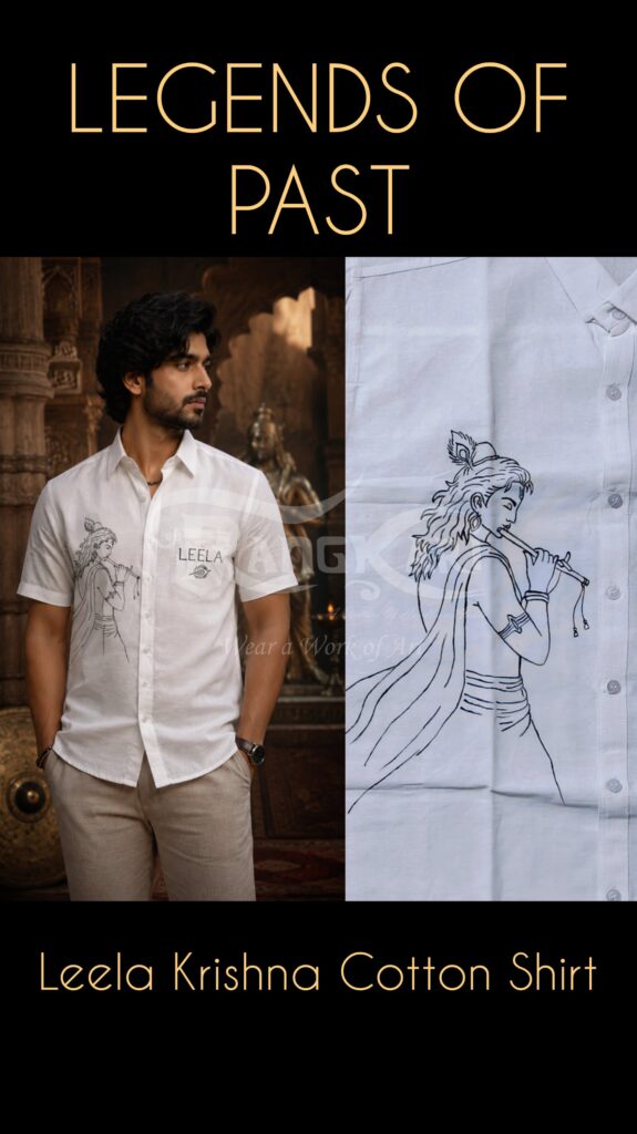 aksharkaar hand painted odia alphabet khadi half shirt copy